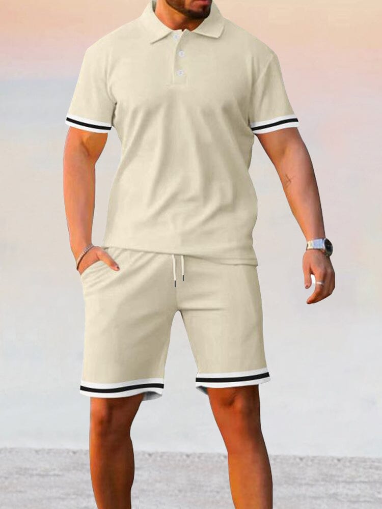 Athleisure Stretch Polo Shirt Sets Sets coofandy Apricot M