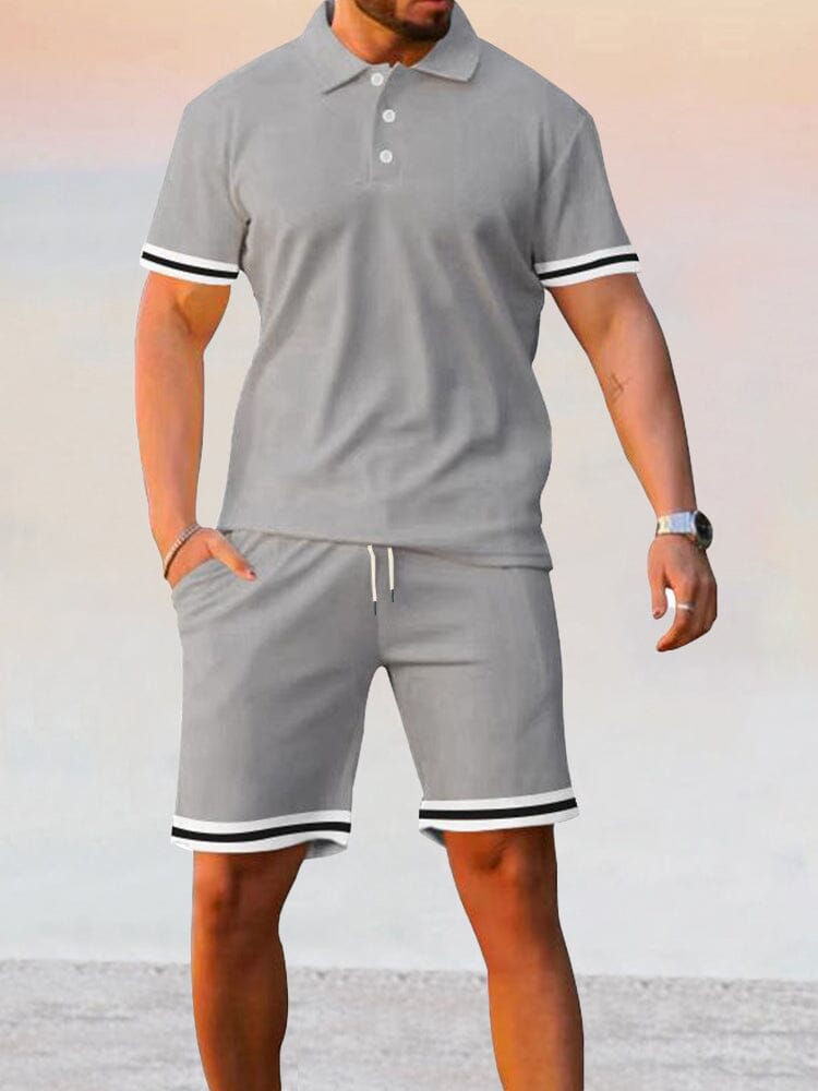 Athleisure Stretch Polo Shirt Sets Sets coofandy Light Grey M