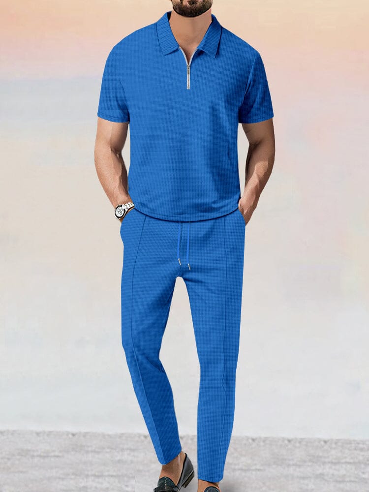 Athleisure Waffle 2-Piece Set Sets coofandy Blue S