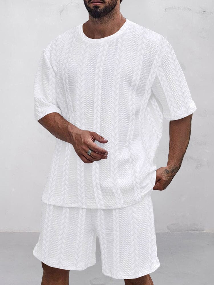 Casual Jacquard T-shirt Shorts Set