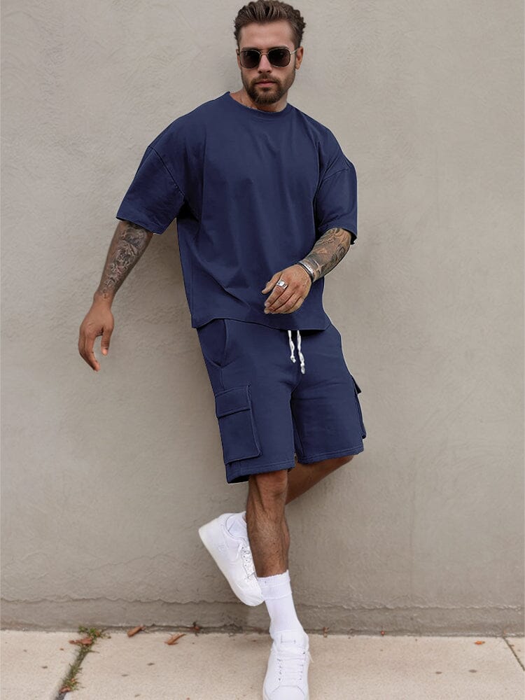 Athleisure Breathable 2-Piece Set Sets coofandy Navy Blue S