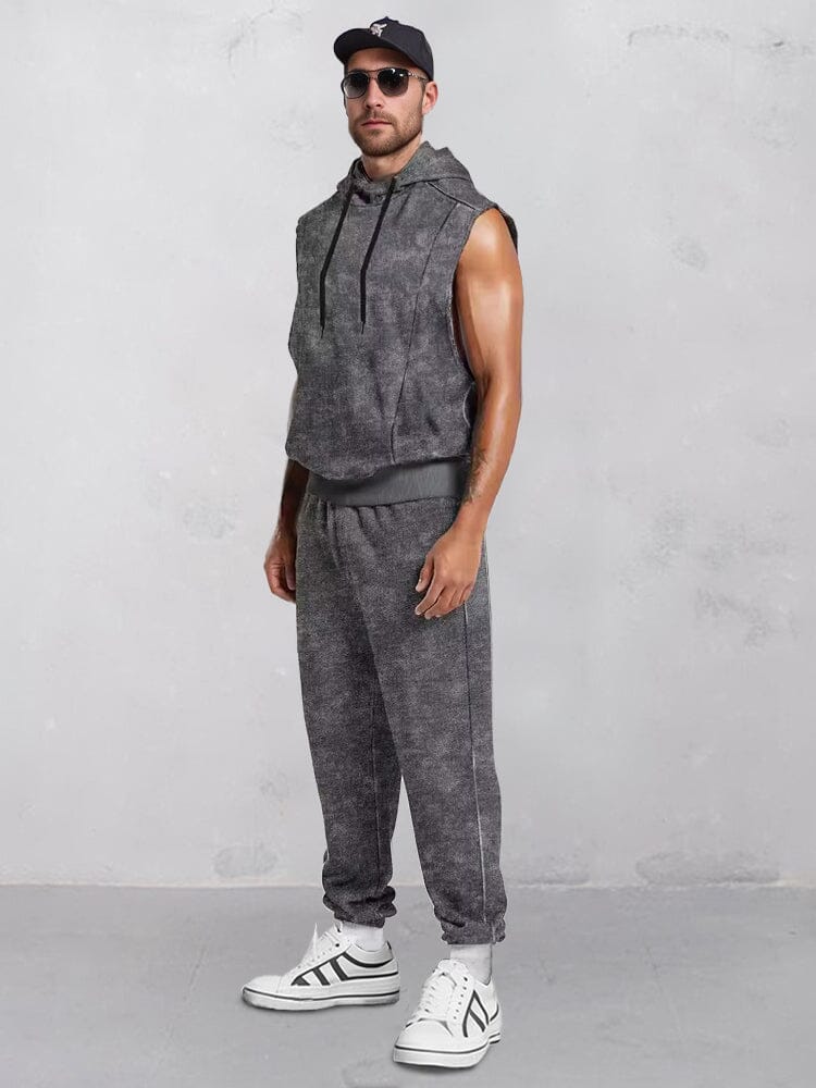 Athleisure Hooded Tank Top Set Sets coofandy Grey S