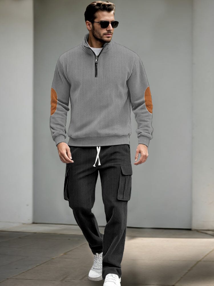 Casual Utility Corduroy Tracksuit Set Sets coofandy Grey S