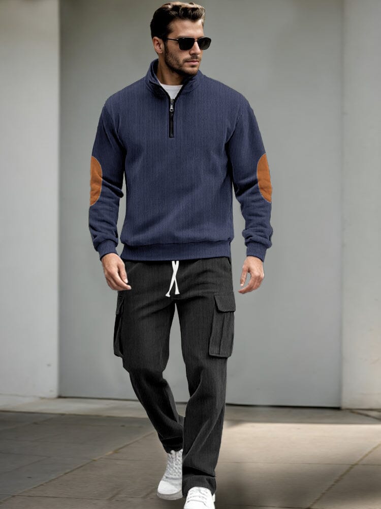 Casual Utility Corduroy Tracksuit Set Sets coofandy Navy Blue S