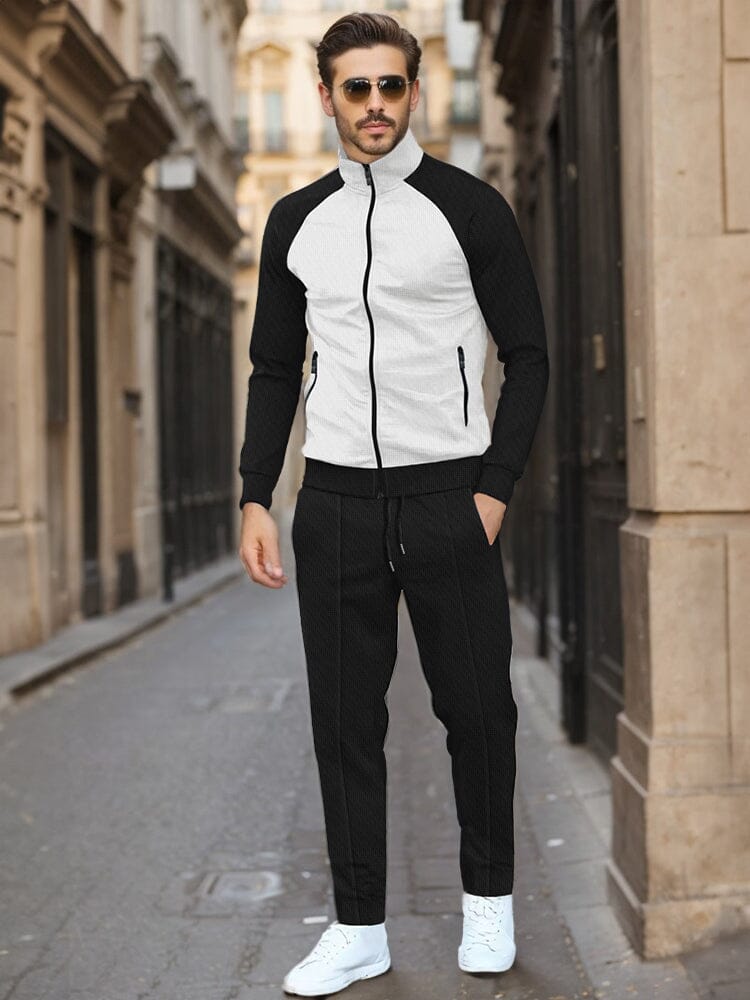 Athleisure Colorblock 2-Piece Sets Sets coofandy White S