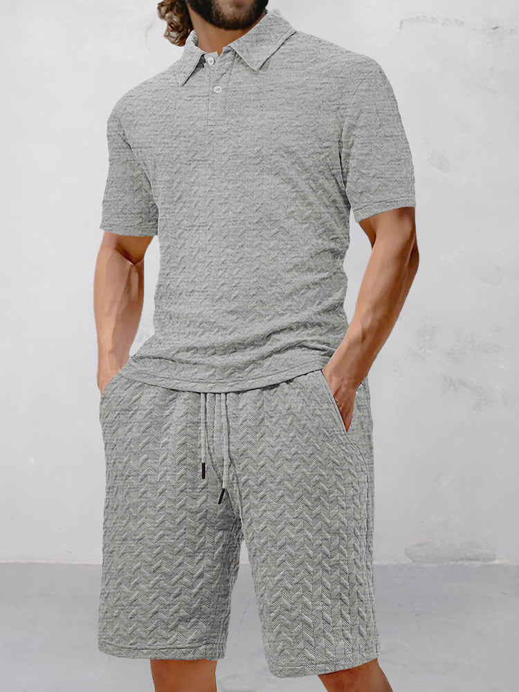 Casual Jacquard Textured Matching Set