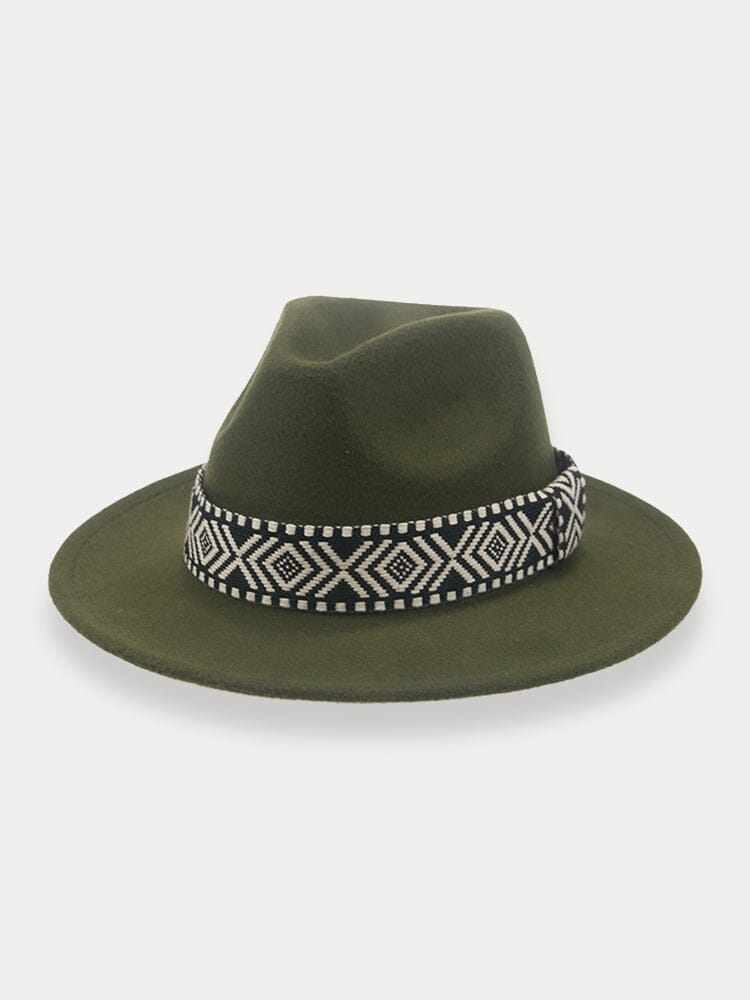 Fedora Hat with Band Hat coofandy Army Green F(56-58)