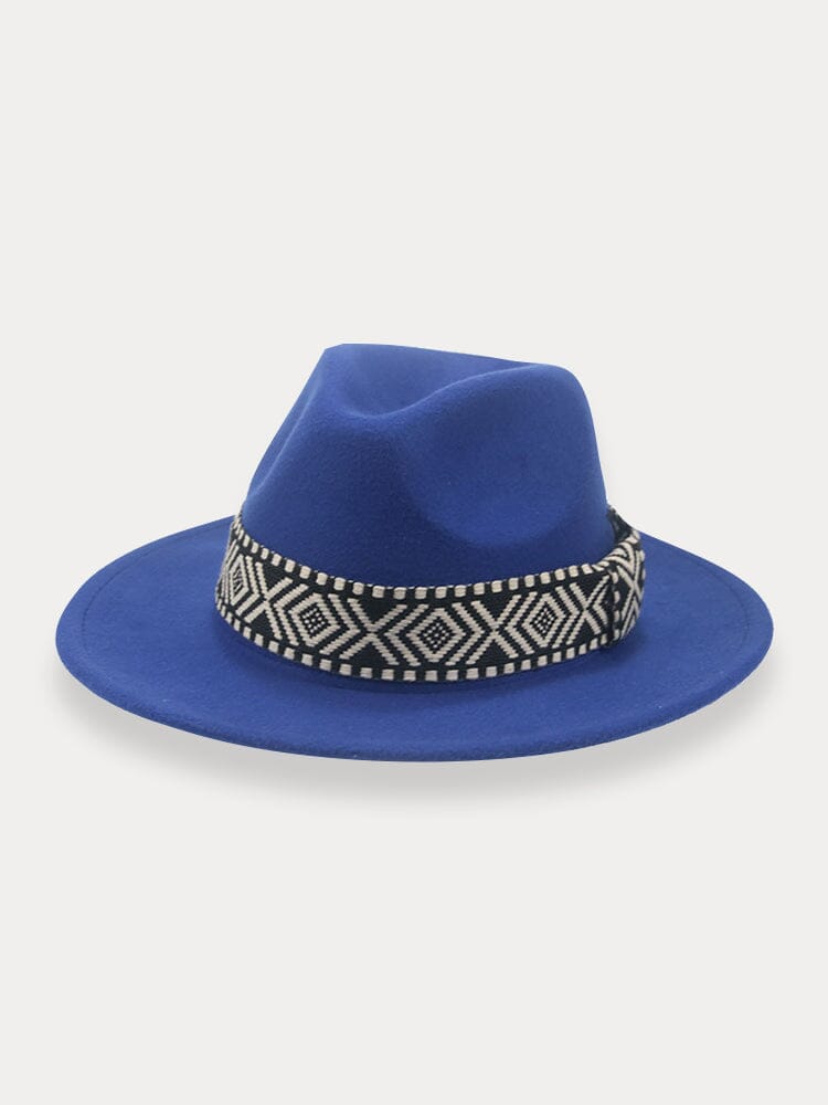 Fedora Hat with Band Hat coofandy Blue F(56-58)