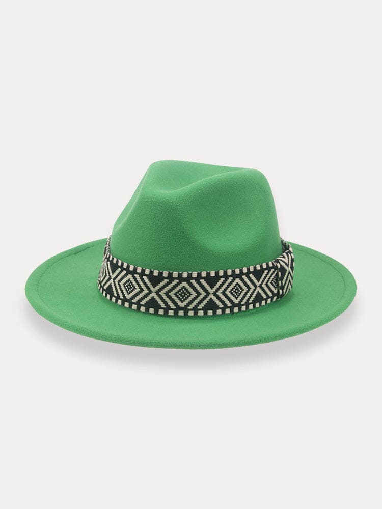 Fedora Hat with Band Hat coofandy Green F(56-58)