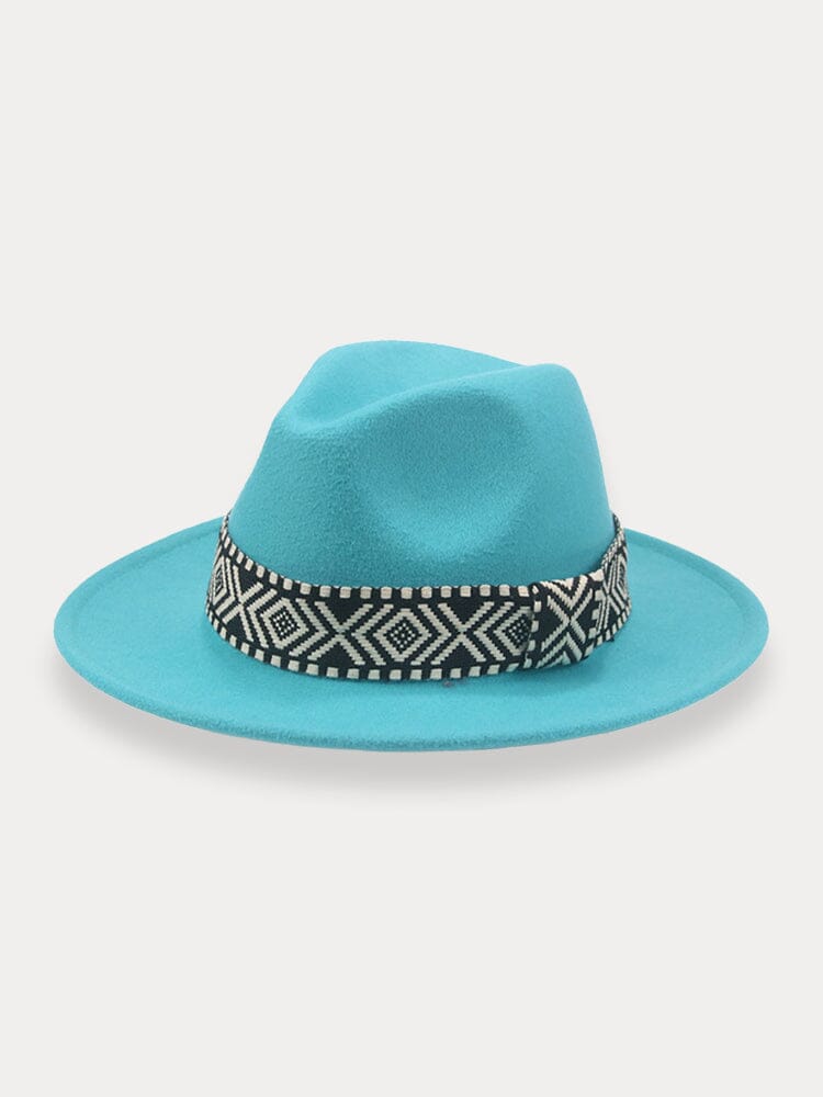 Fedora Hat with Band Hat coofandy Lake Blue F(56-58)