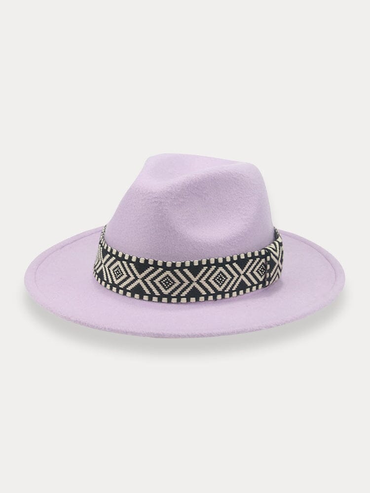 Fedora Hat with Band Hat coofandy Lavender F(56-58)