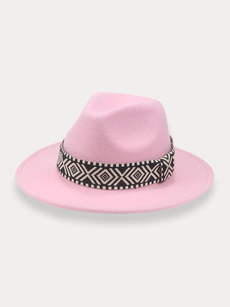 Fedora Hat with Band Hat coofandy Light Pink F(56-58)