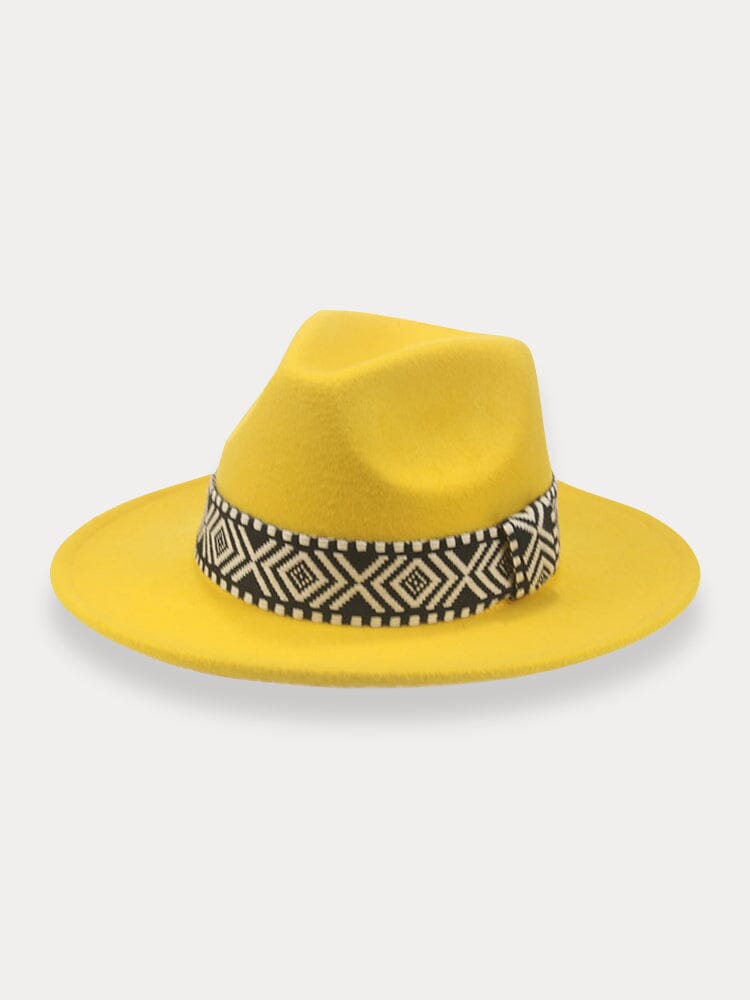 Fedora Hat with Band Hat coofandy Yellow F(56-58)