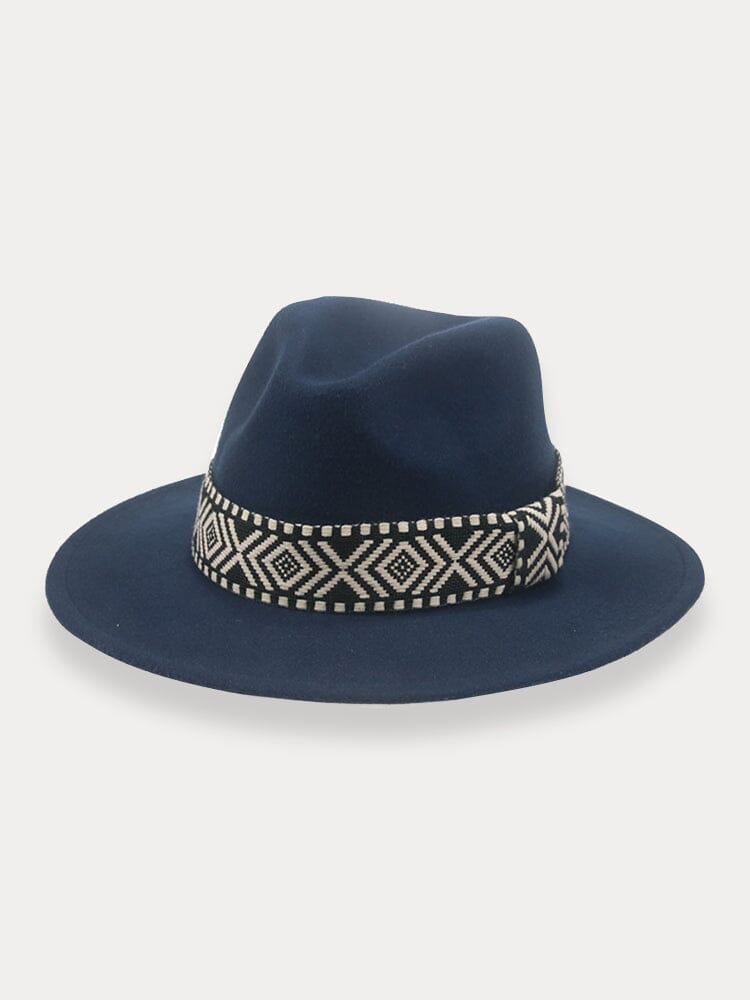 Fedora Hat with Band Hat coofandy Navy Blue F(56-58)