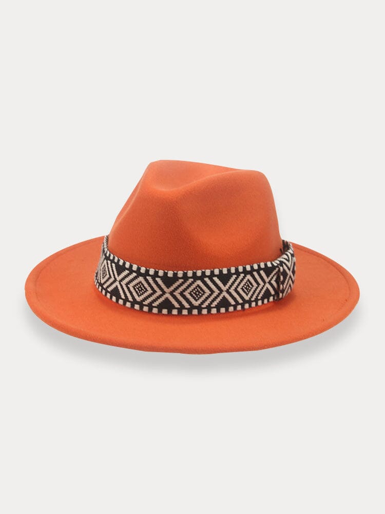 Fedora Hat with Band Hat coofandy Orange F(56-58)
