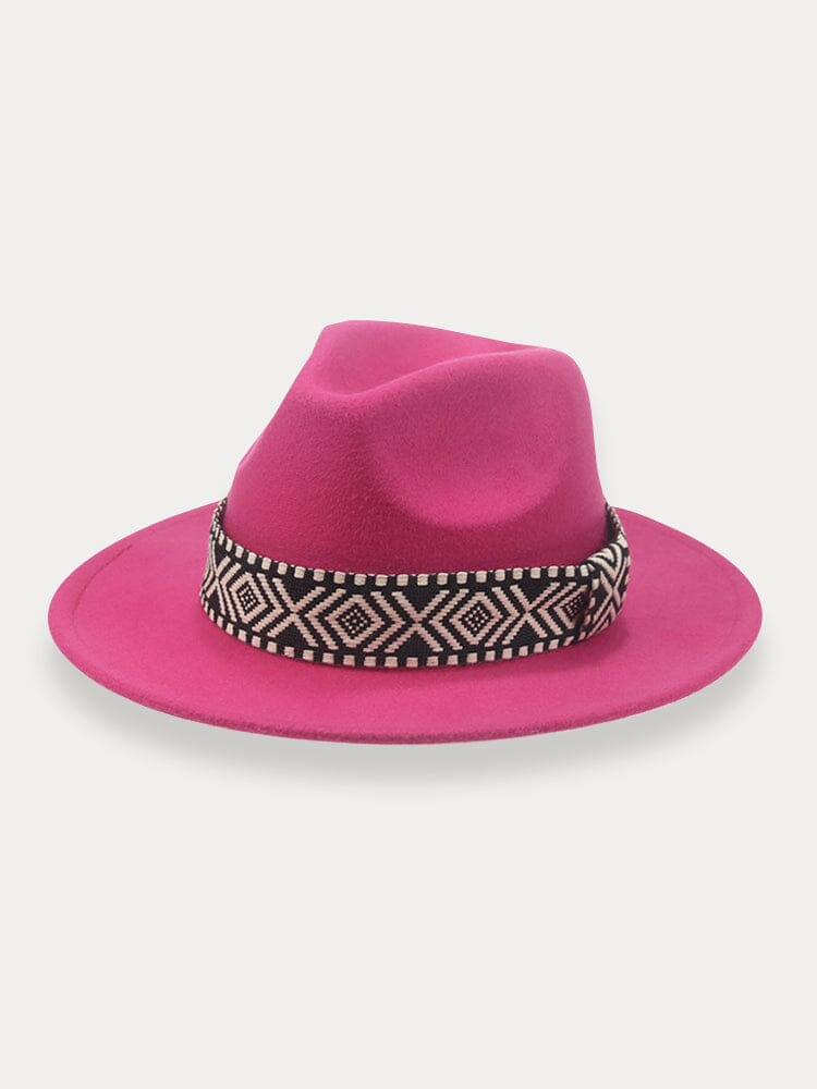 Fedora Hat with Band Hat coofandy Rose Red F(56-58)