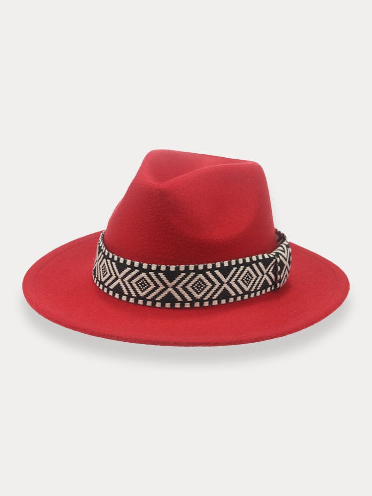 Fedora Hat with Band Hat coofandy Red F(56-58)