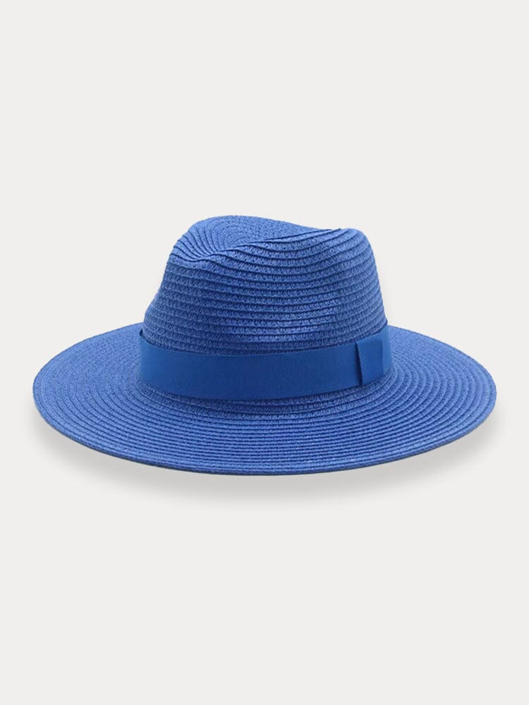 Classic Flat Brim Beach Hat Hat coofandy Blue F(56-58)
