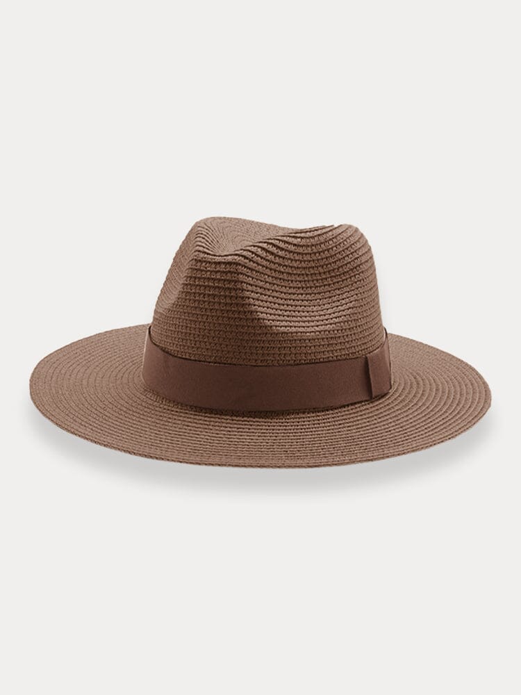 Classic Flat Brim Beach Hat Hat coofandy Brown F(56-58)