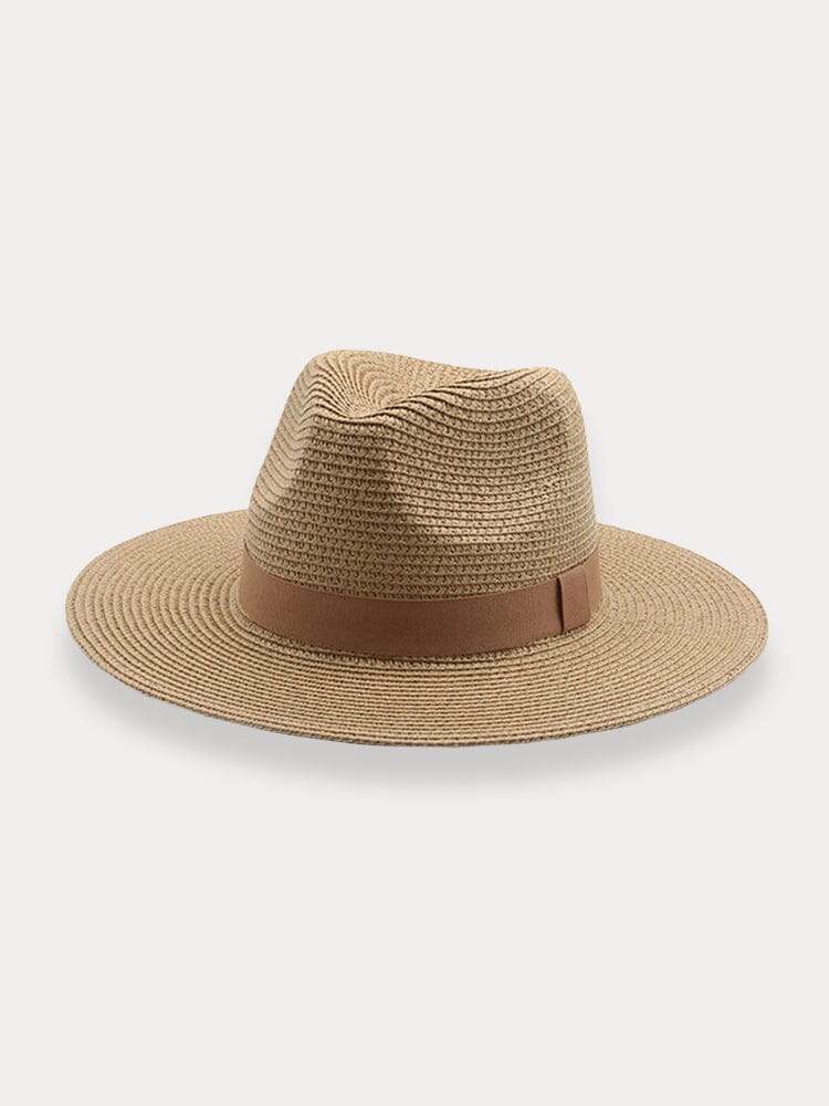 Classic Flat Brim Beach Hat Hat coofandy Khaki-PAT1 F(56-58)