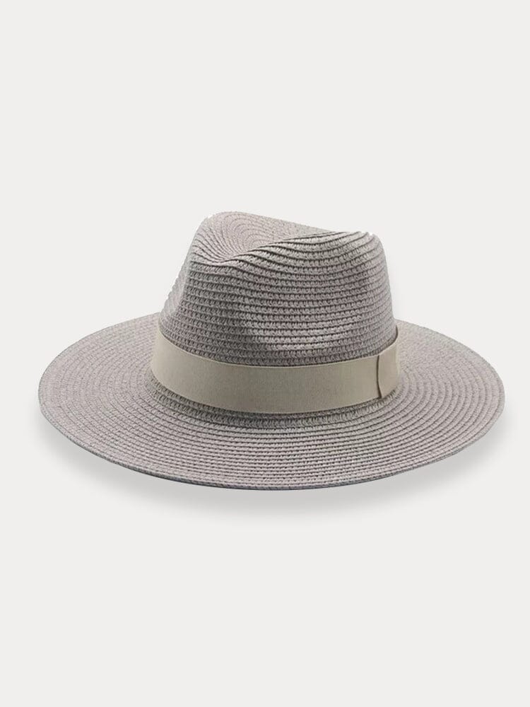 Classic Flat Brim Beach Hat Hat coofandy Grey F(56-58)