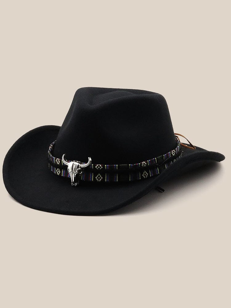 Classic 100% Wool Cowboy Hat Hat coofandy Black F(56-58)