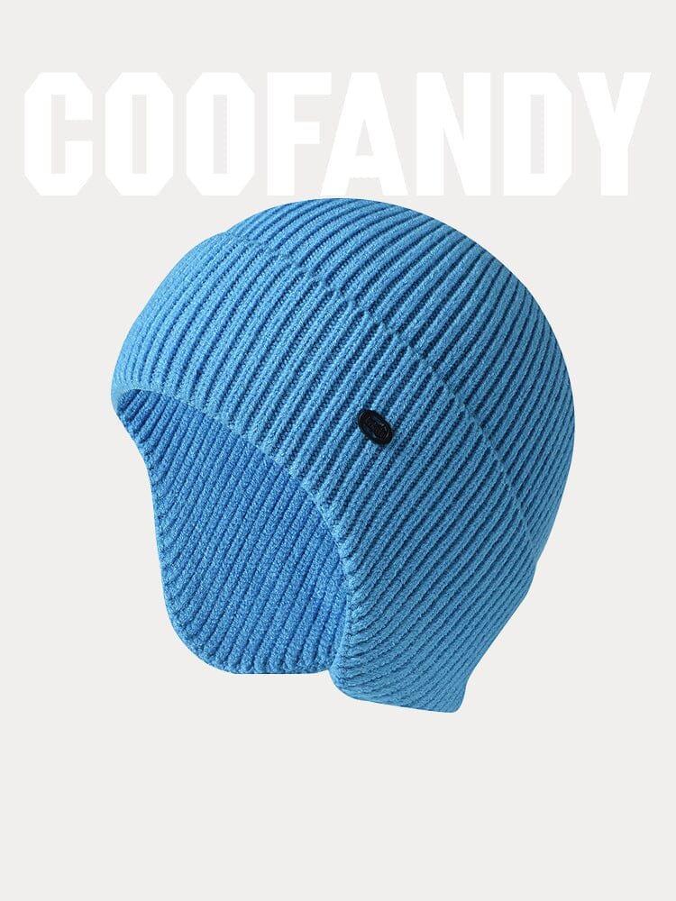 Windproof Ear Protection Knit Beanie Hat coofandy Blue F