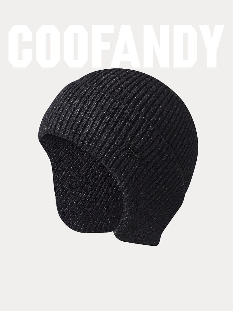 Windproof Ear Protection Knit Beanie Hat coofandy Dark Grey F