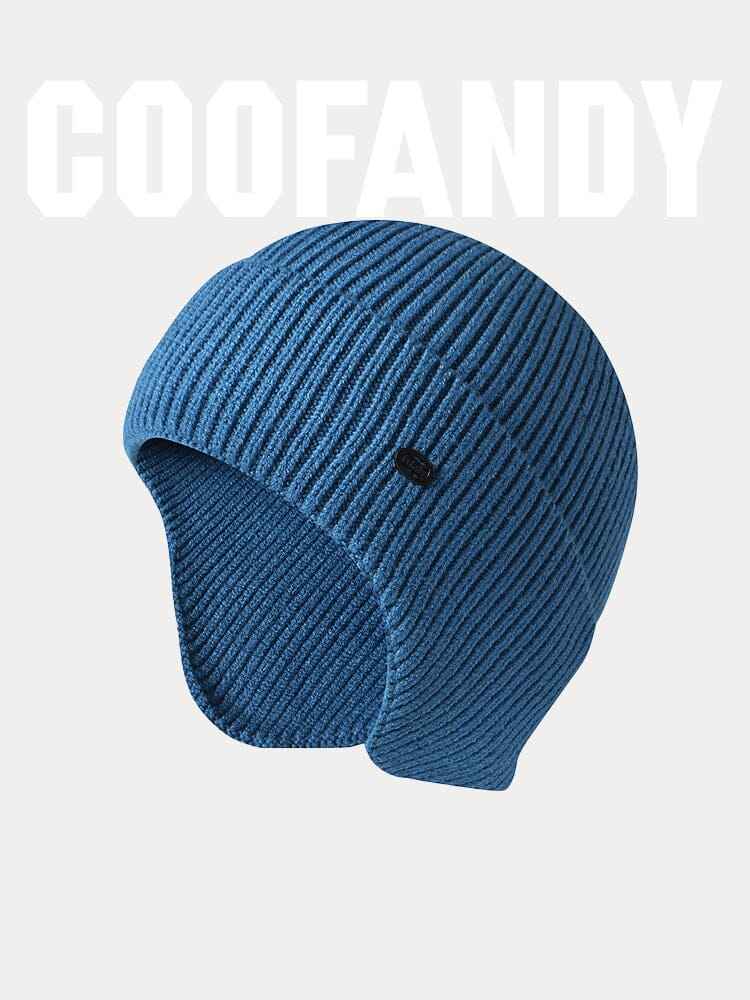 Windproof Ear Protection Knit Beanie Hat coofandy Denim Blue F