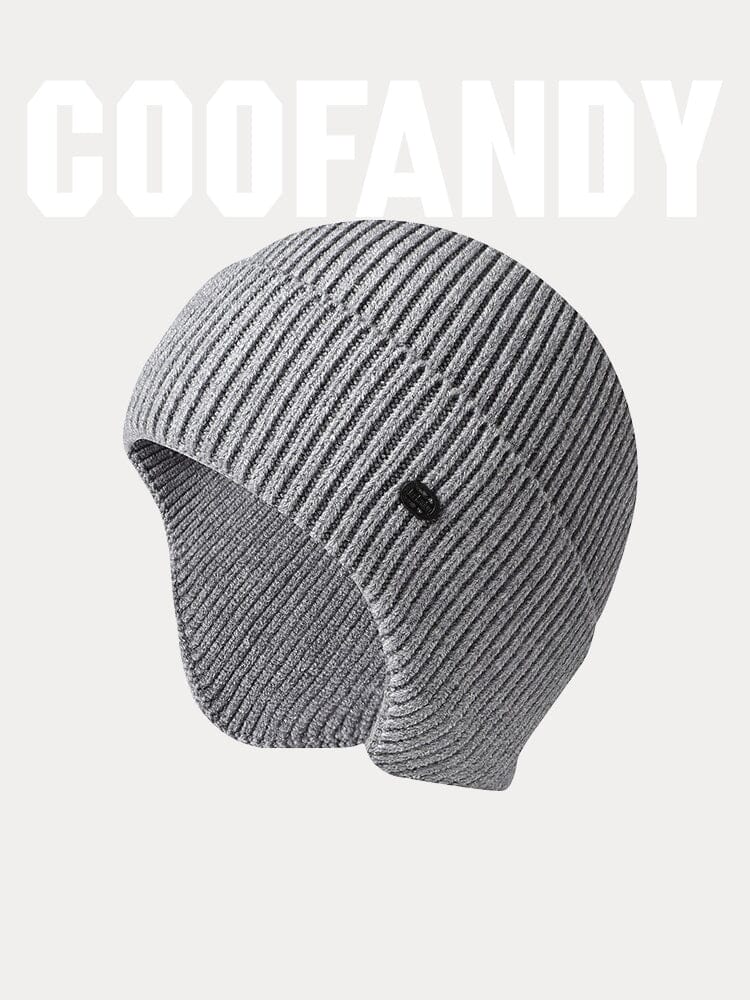 Windproof Ear Protection Knit Beanie Hat coofandy Light Grey F