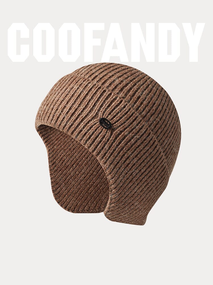 Windproof Ear Protection Knit Beanie Hat coofandy Camel F