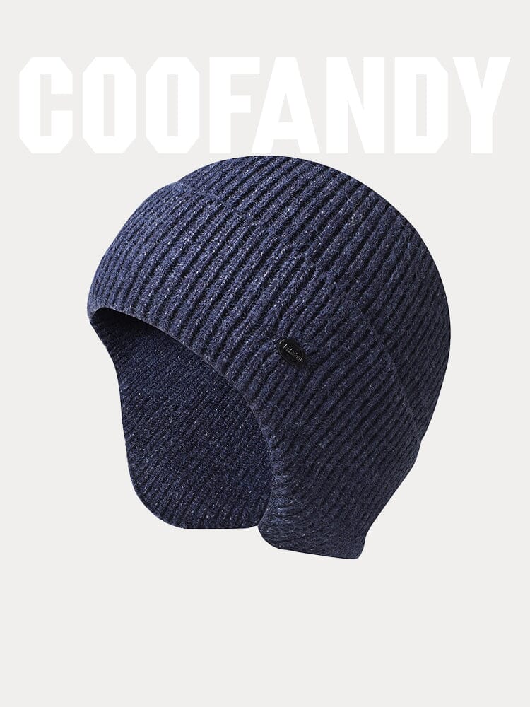 Windproof Ear Protection Knit Beanie Hat coofandy Navy Blue F