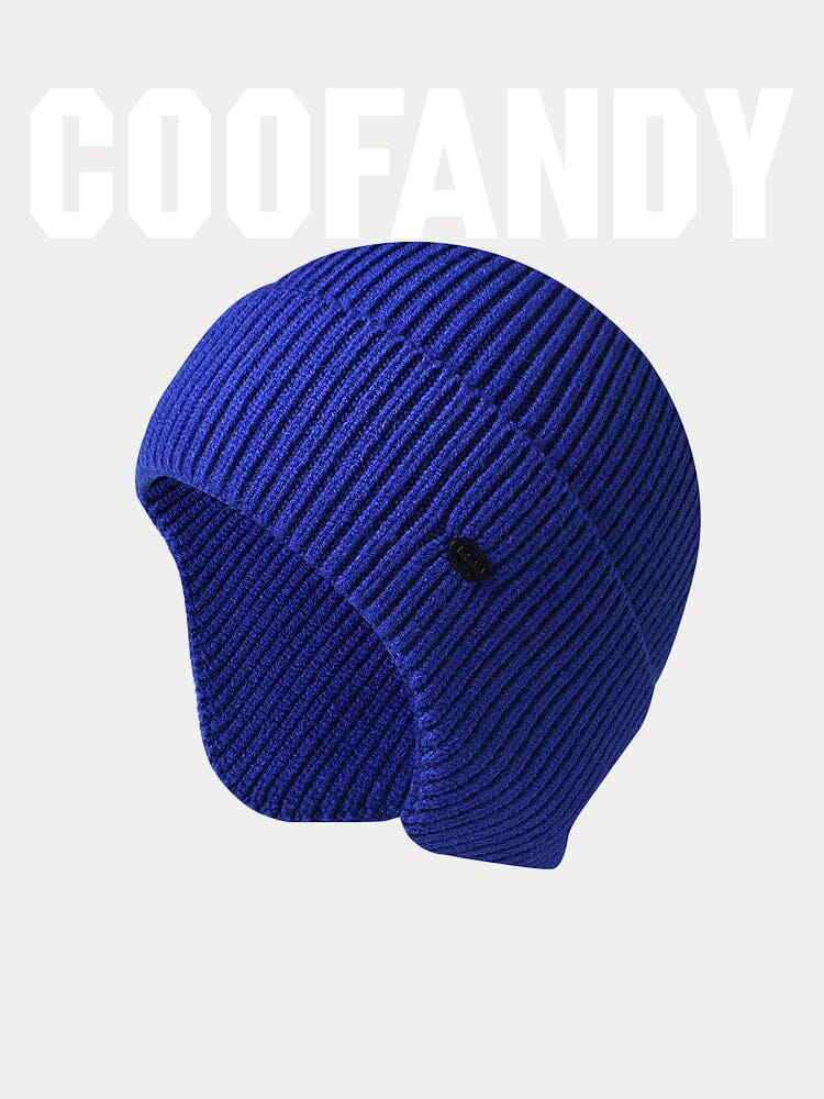 Windproof Ear Protection Knit Beanie Hat coofandy Royal Blue F