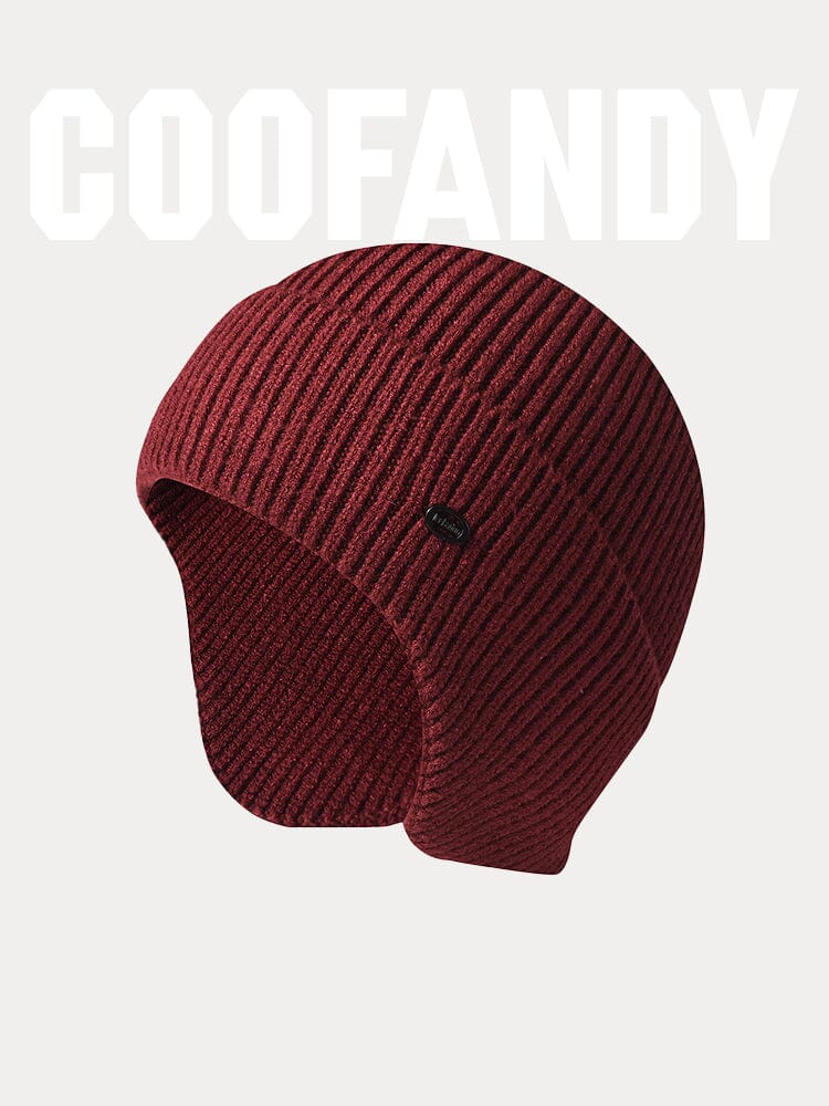 Windproof Ear Protection Knit Beanie Hat coofandy Wine Red F