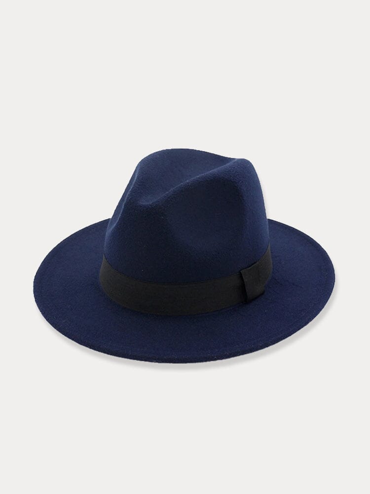 Vintage Fedora Hat with Band Hat coofandy Navy Blue F(56-58)