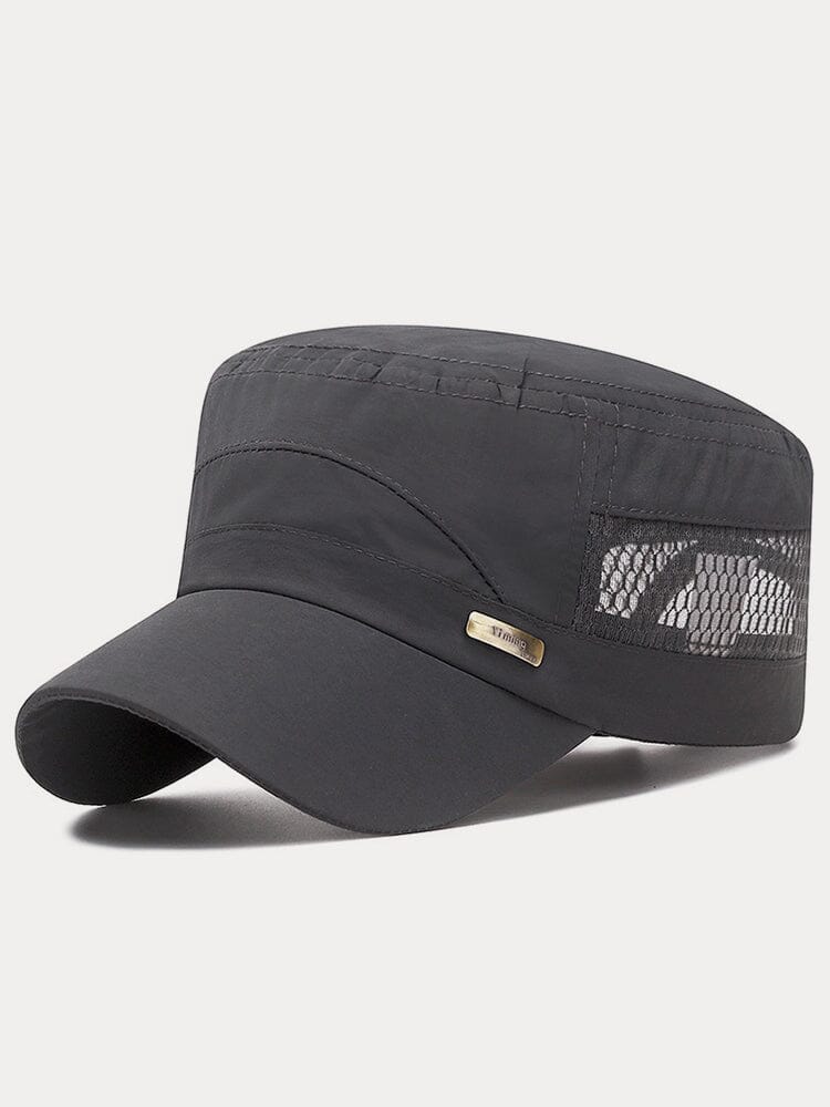 Breathable Mesh Flat Top Cap Hat coofandystore Dark Grey One Size