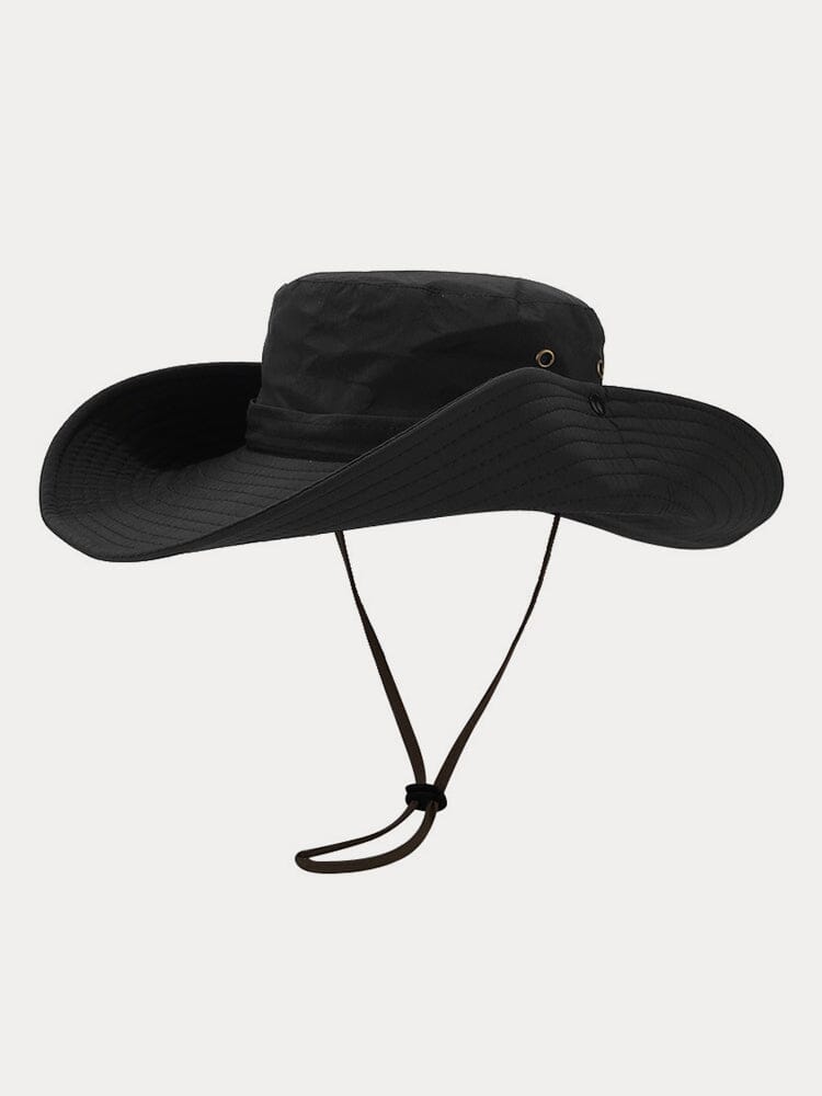 Breathable Windproof Sunshade Hat Hat coofandy Wide Brim-Black One Size