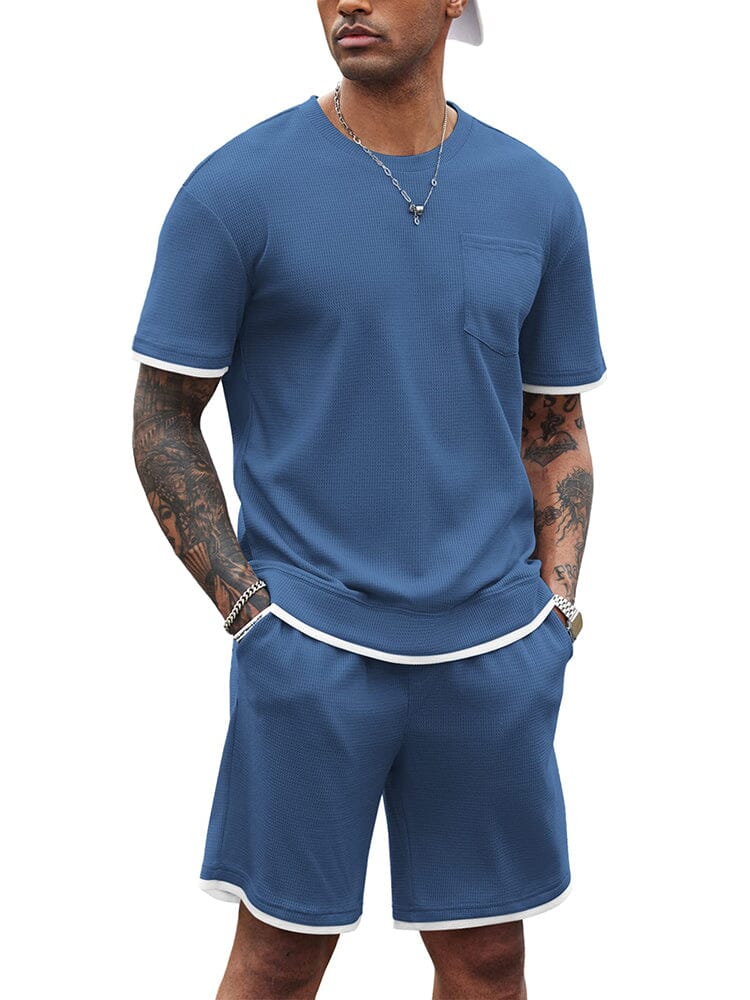 Athletic Gym Short Sleeve Sport Set (Us Only) Sports Set Coofandy's Blue S