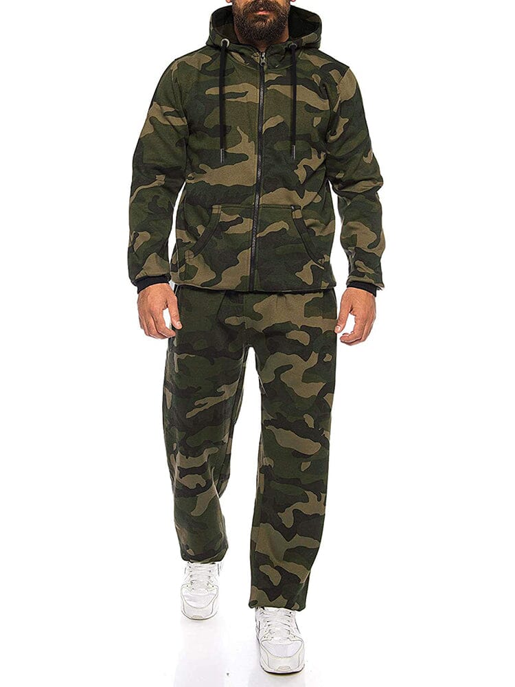 Casual 2-Piece Jogger Set (US Only) Sports Set coofandy Green Camo S