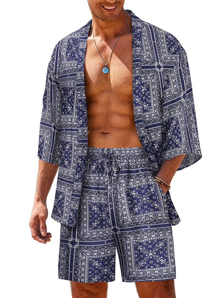 Casual Hawaiian Shirt Set (US Only) Beach Sets coofandy PAT3 S