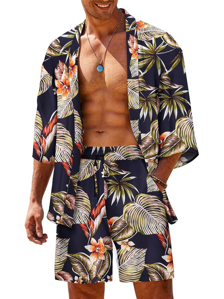 Casual Hawaiian Shirt Set (US Only) Beach Sets coofandy PAT5 S