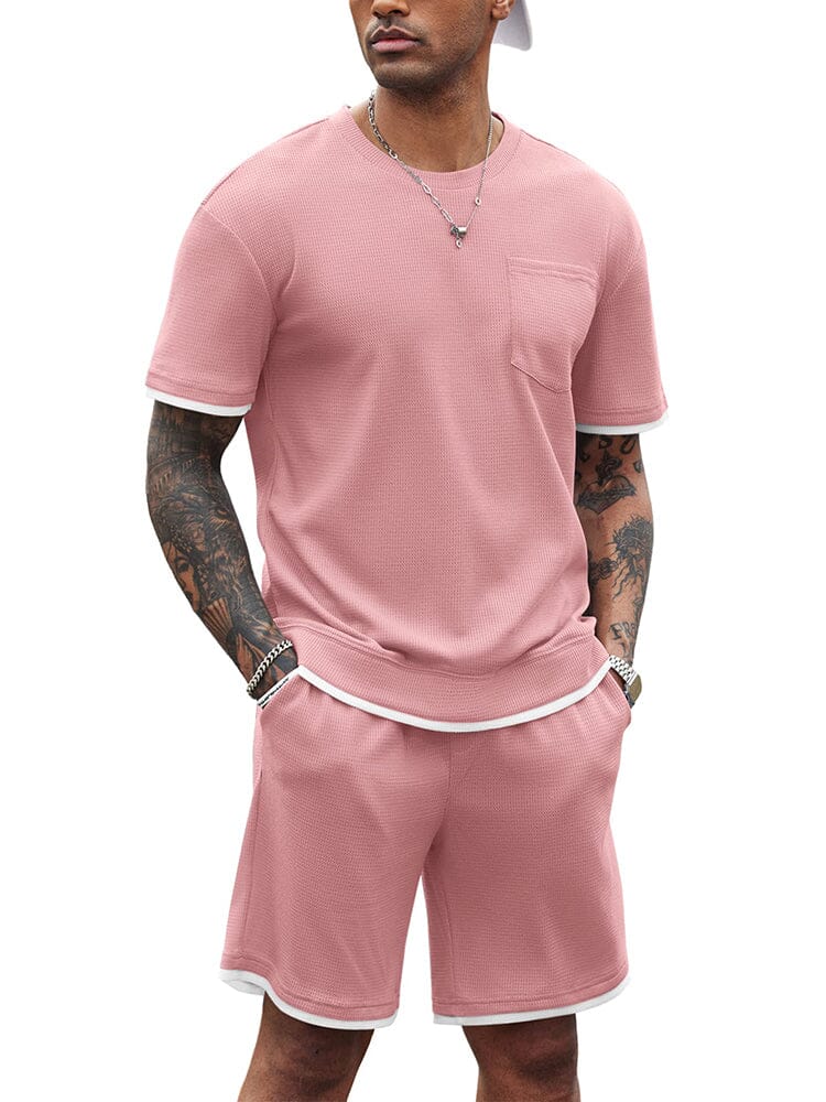 Athletic Gym Short Sleeve Sport Set (Us Only) Sports Set Coofandy's Pink S