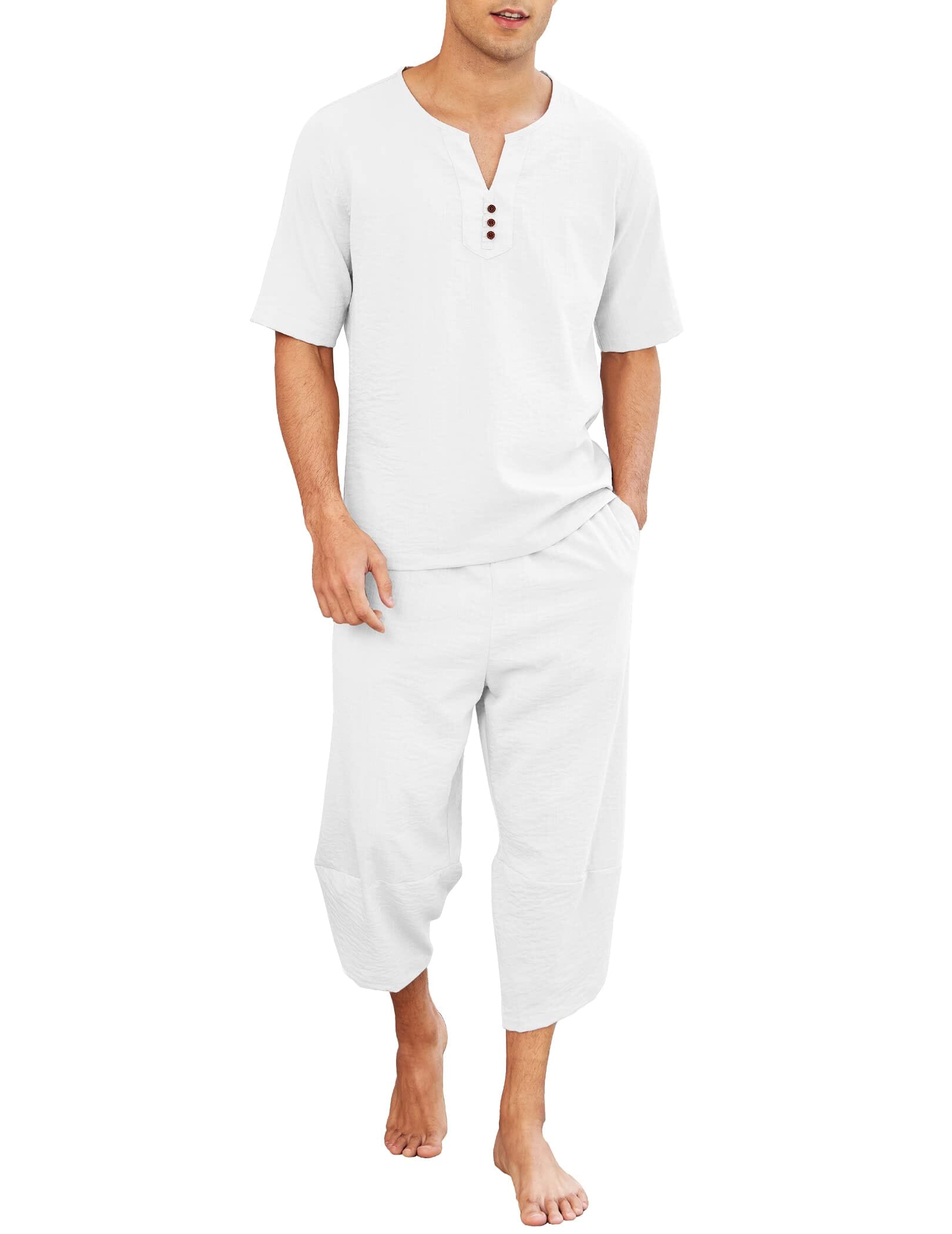 Coofandy 2 Pieces Linen Style Set Outfits (US Only) Sets coofandy White S