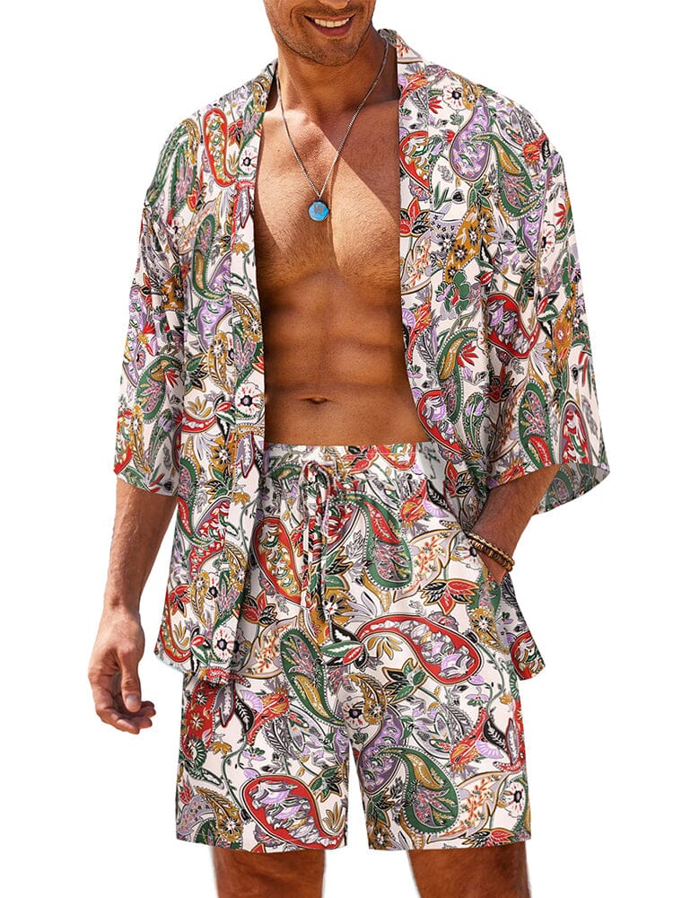 Casual Hawaiian Shirt Set (US Only) Beach Sets coofandy PAT1 S