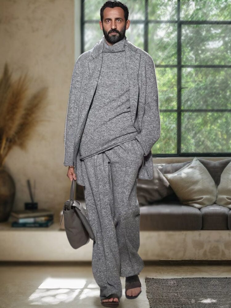 Casual Minimalism 3-Piece Outfits Sets coofandy Gray M 