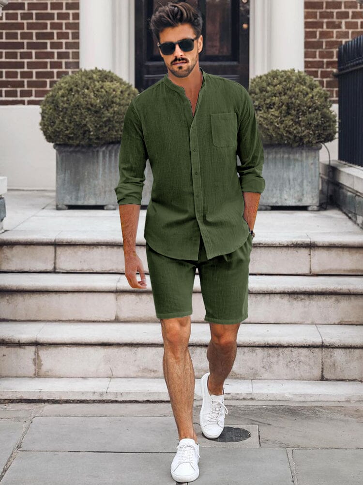 Comfort Simple 100% Cotton Set Sets coofandy Army Green S 