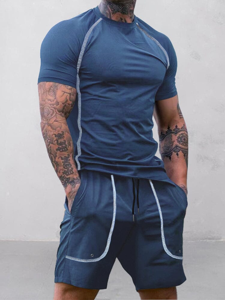 Comfort Essential Stretch Activewear Set Sports Set coofandy Blue S 