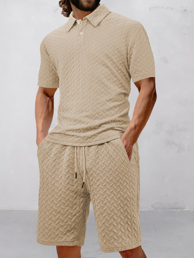 Casual Jacquard Textured Matching Set